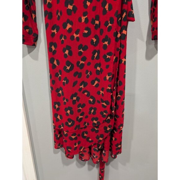 Cabi Siren Wrap Dress Womens Sz M Red Black Leopard Print Layered Business - Picture 3 of 16